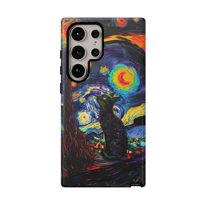 Starry Night Black Cat Van Gogh Painting Art Phone Case