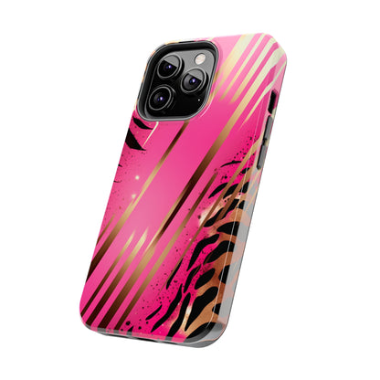 Elegant Wilderness: Pink & Gold Tiger Stripes | Mesmerizing Lush iPhone Case