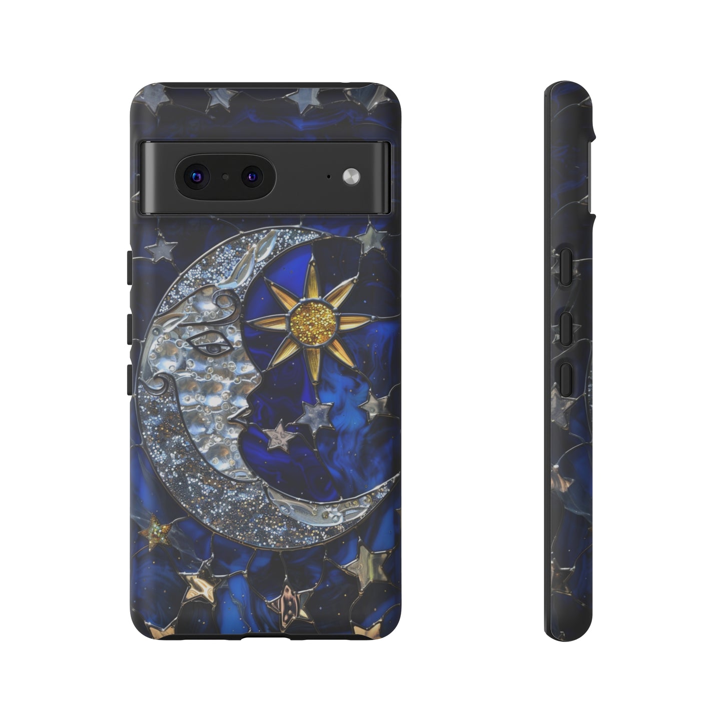 Cosmic Moon & Stars Stained Glass Starry Night Phone Case