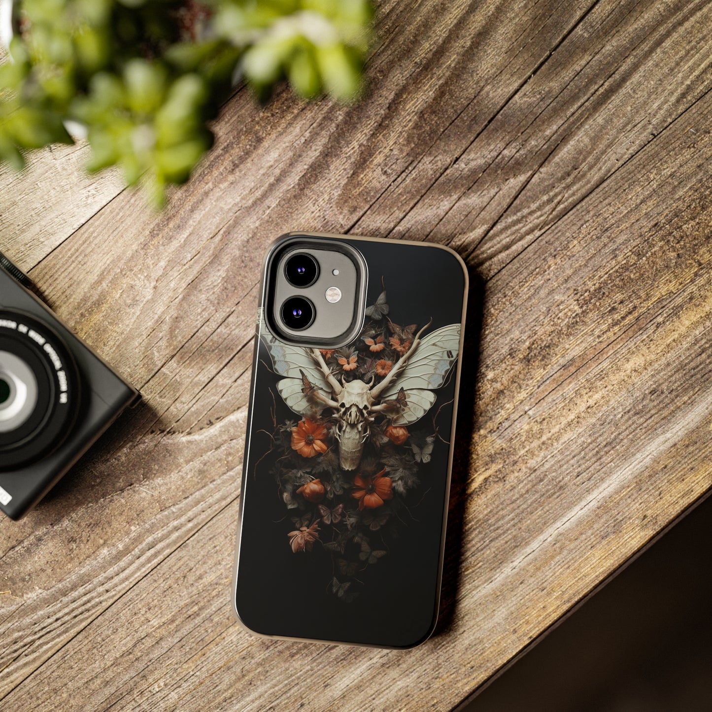 Deadhead Moth Gothic Dark Academia iPhone Case | Spooky Skull Mysterious Elegance