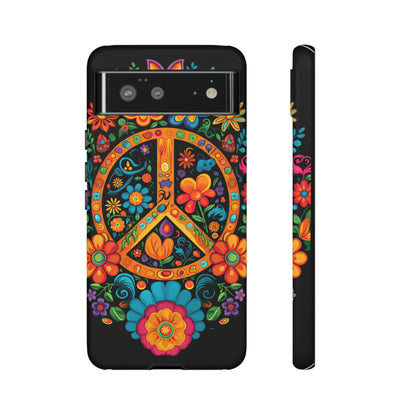 Peace Sign Embroidery Floral Hippie Style Phone Case