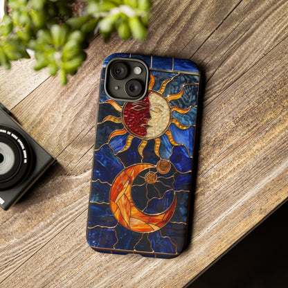 Celestial Stained Glass Moon and Stars iPhone 15 Case