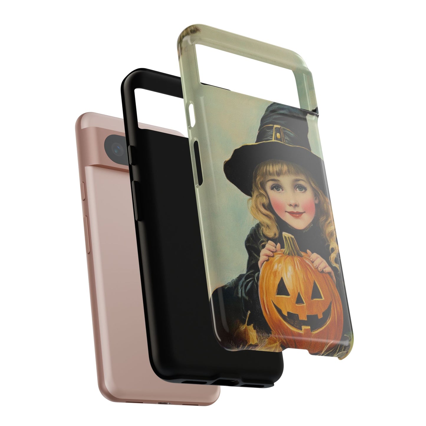 Vintage Halloween Card Witch and Jack-o'-lantern Phone Cover