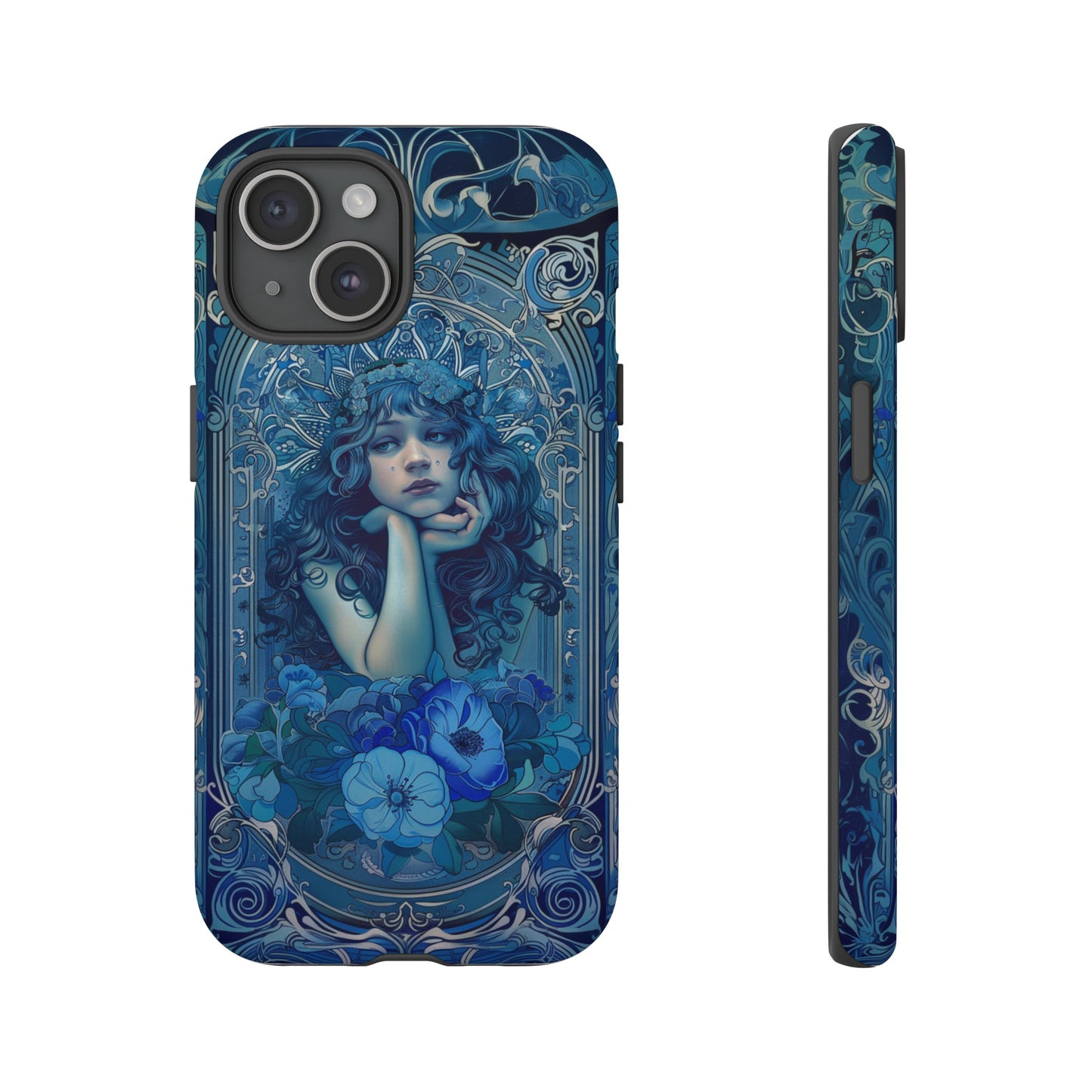 Blue Floral Art Nouveau Style Phone Case