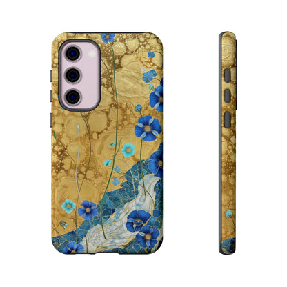 Forget Me Nots Gold Color Splash Floral Design Phone Case