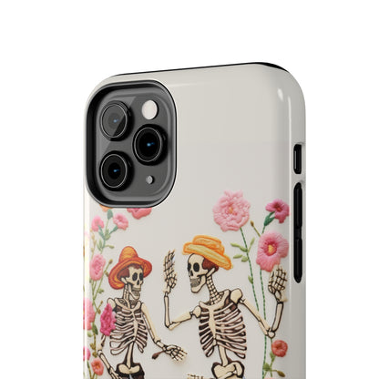 Dancing Halloween Skeletons Embroidery iPhone Case | iPhone X to iPhone 14 Pro Max