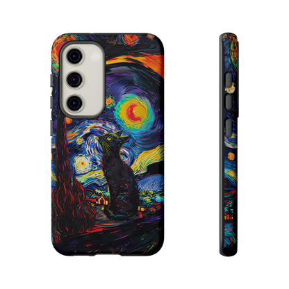 Starry Night Black Cat Van Gogh Painting Art Phone Case