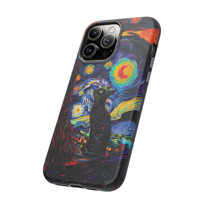 Starry Night Black Cat Van Gogh Painting Art Phone Case