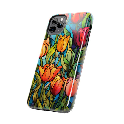 Stained Glass Tulip Floral Aesthetic iPhone Case | Embrace the Beauty of Nature in Full Bloom