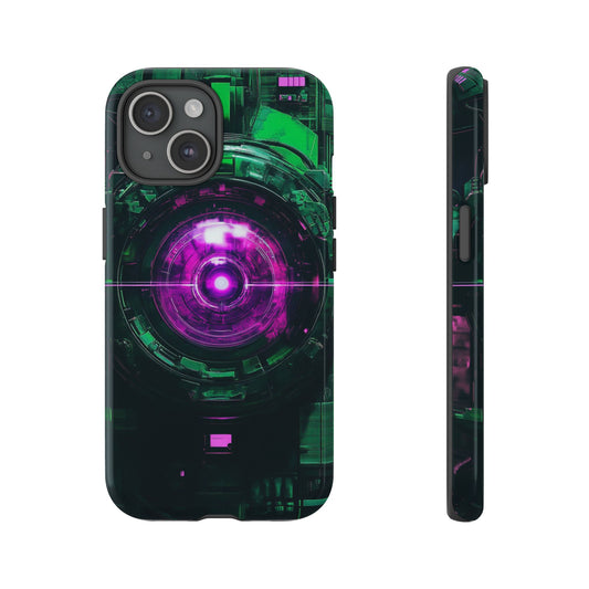 AI bot phone case with cyberpunk design for iPhone 15