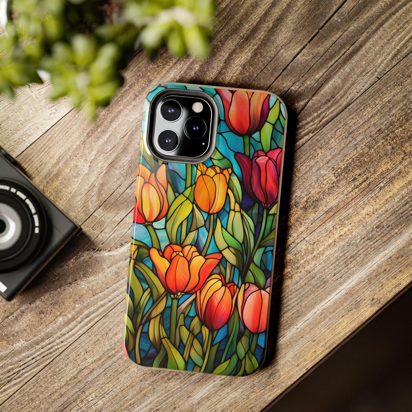 Stained Glass Tulip Floral Aesthetic iPhone Case | Embrace the Beauty of Nature in Full Bloom