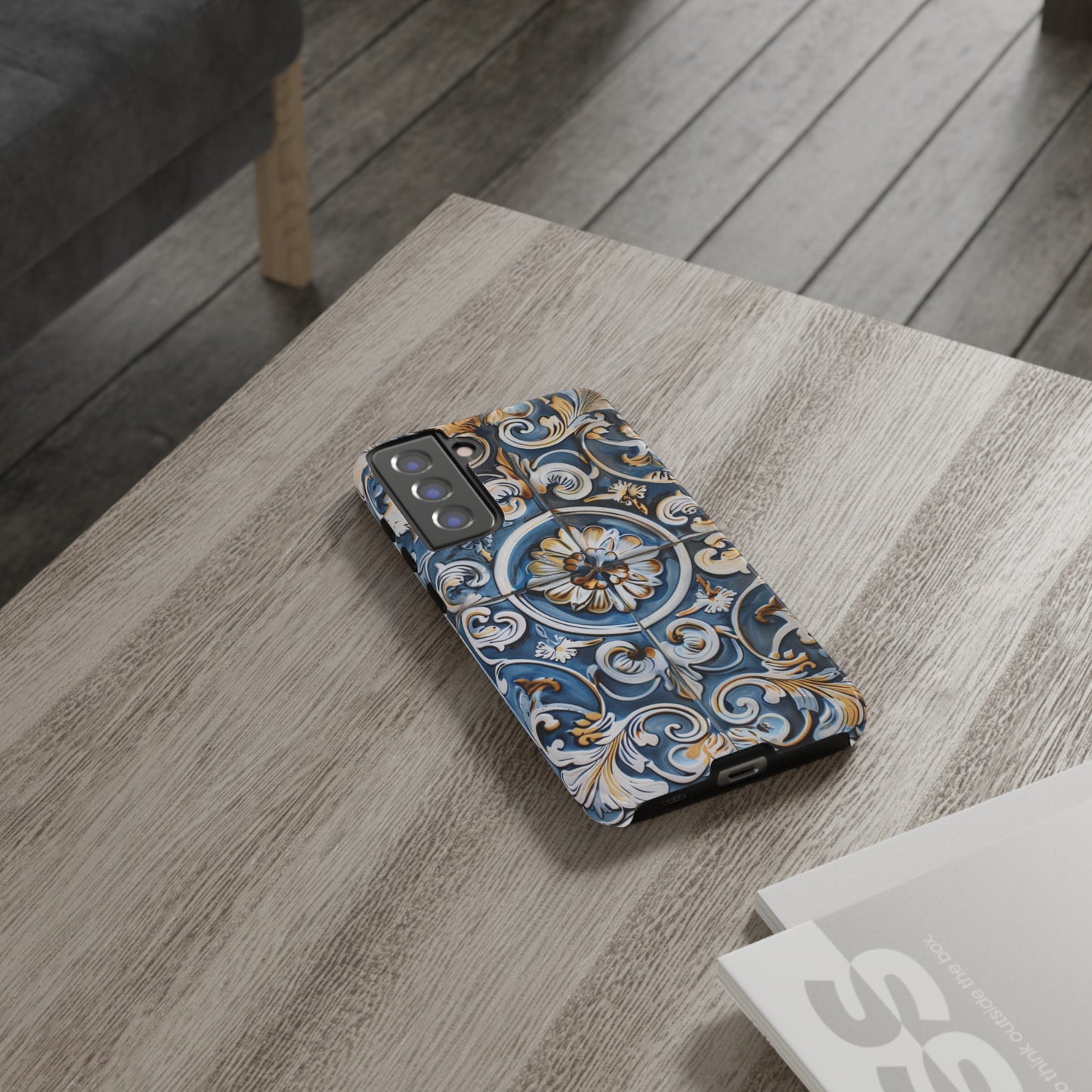 Azulejo Porcelain Blue & Creamy White Tile Mediterranean Design Phone Case