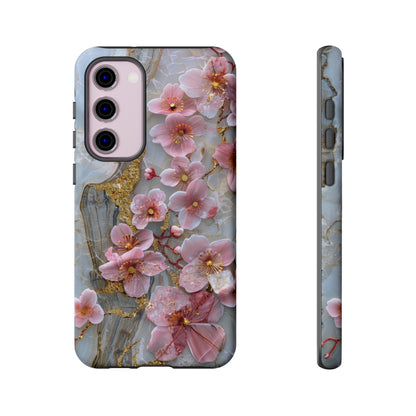 Pink Forget Me Nots Gold Floral Phone Case