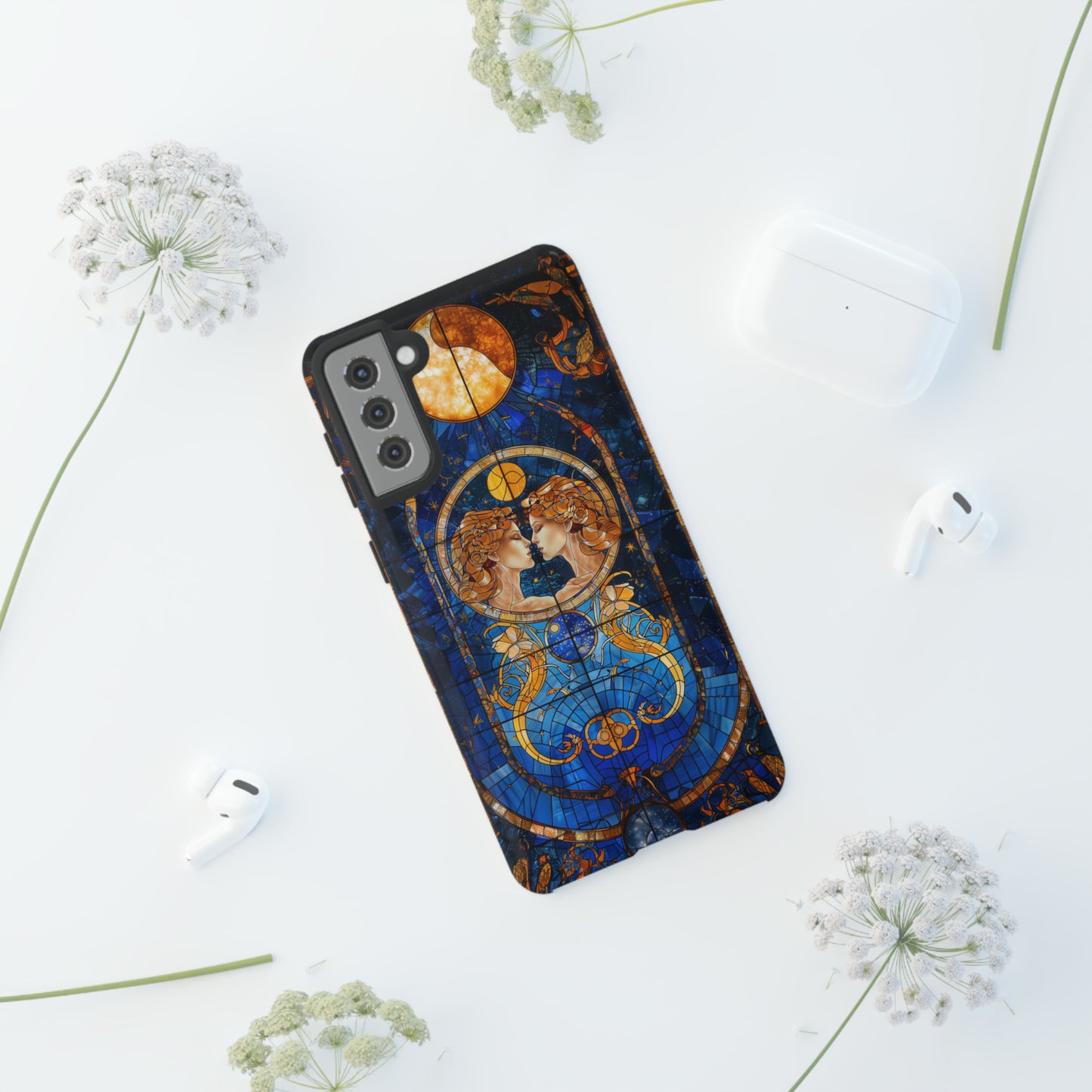 Gemini Astrology Stained Glass Phone Case