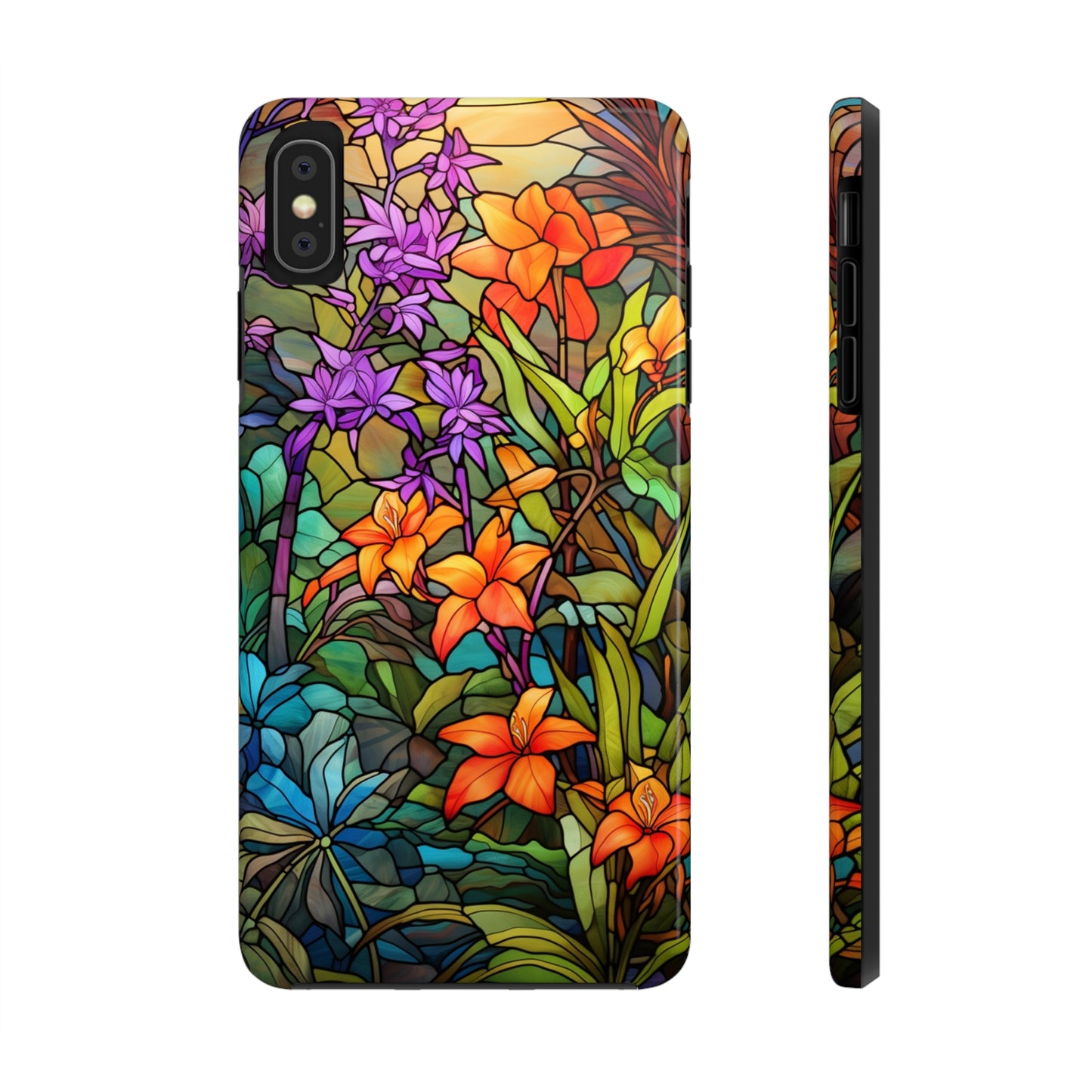 Stained Glass Phone Case Floral Aesthetic Art Nouveau Retro Samsung Galaxy Phone Tough Case iPhone 14 Plus 13 12 7 8 Se Hippie Boho