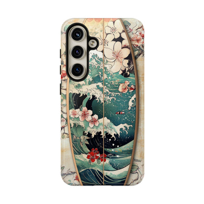 Vintage Tropical Surfboard Art Phone Case