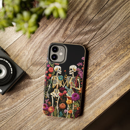 Love Halloween Skeletons Embroidery iPhone Case | iPhone X to iPhone 14 Pro Max