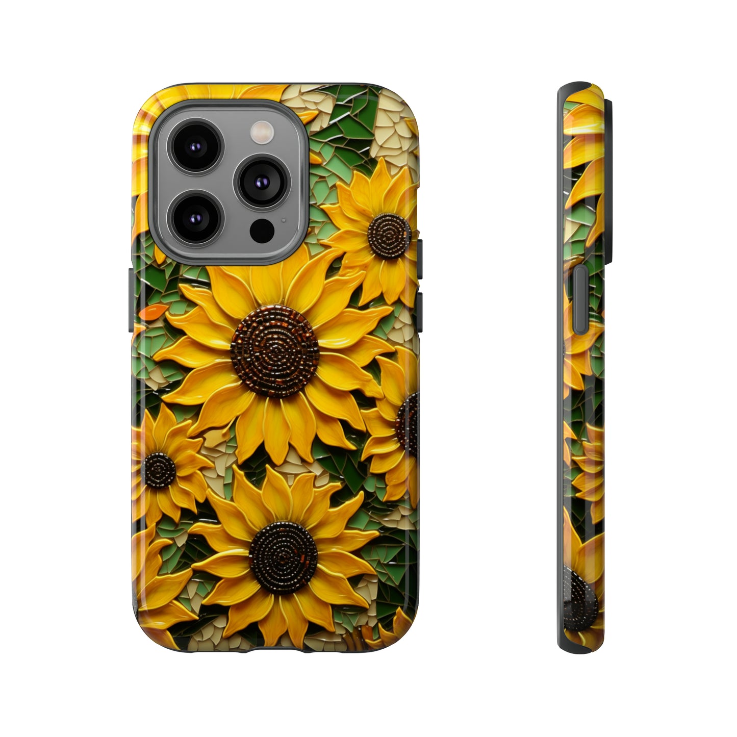 Sunflower Floral Color Explosion Mosaic Glass