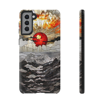 Japanese Rising Sun Phone Case Stained Glass Ocean Wave Phone Cover iPhone 15 Case