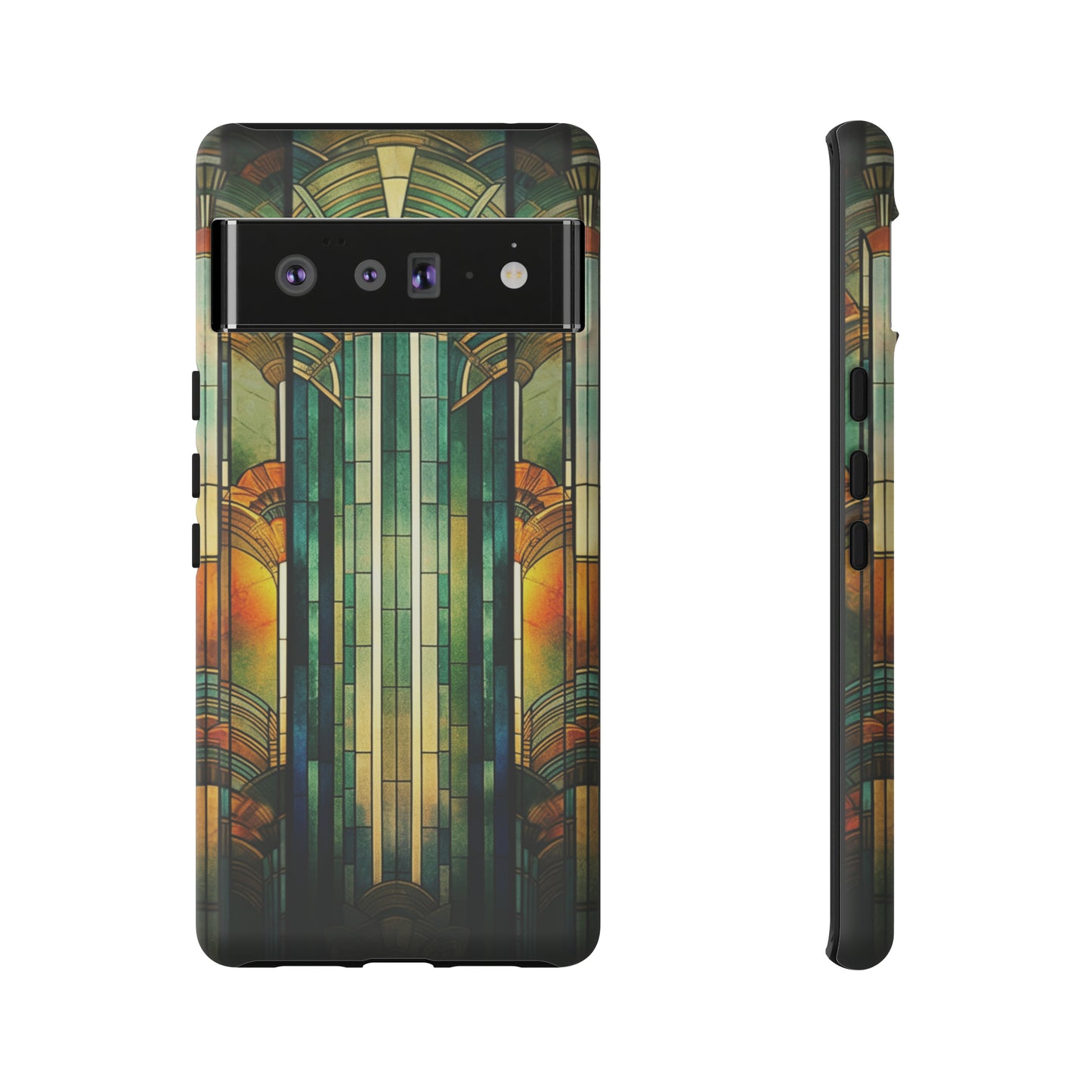 Art Deco Stained Glass floral Phone Case for iPhone 15, 14, Pro Max, 13, 12 & Samsung Galaxy S23, S22, S21, Google Pixel