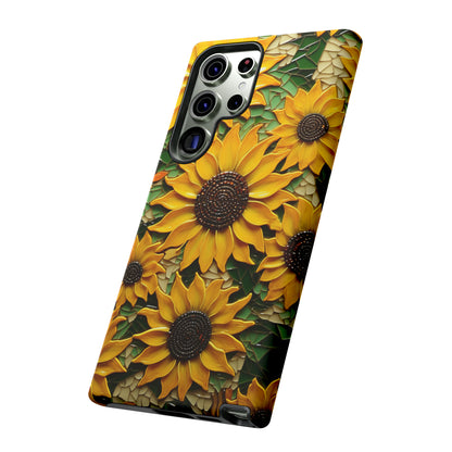 Sunflower Floral Color Explosion Mosaic Glass