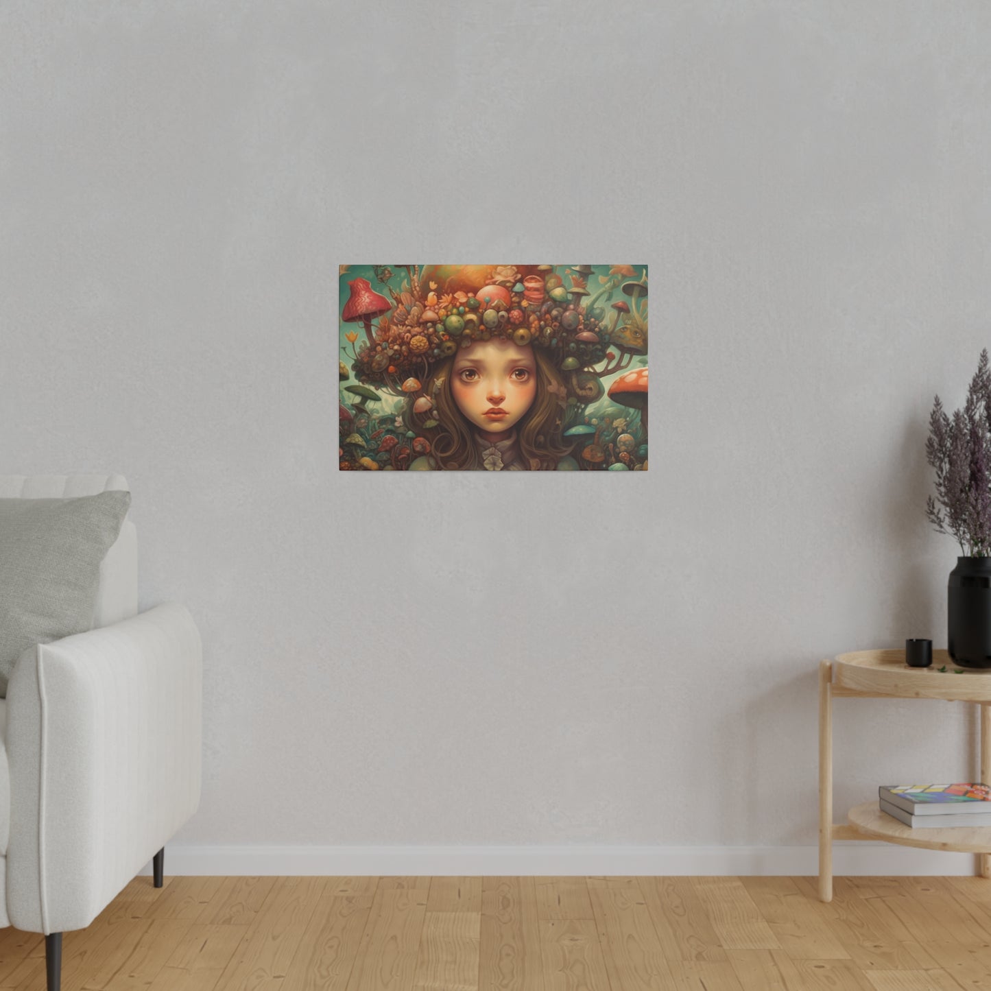 Surrealist Pop Art AI generated Head full of Magic Mushrooms | Stretched Canvas Print