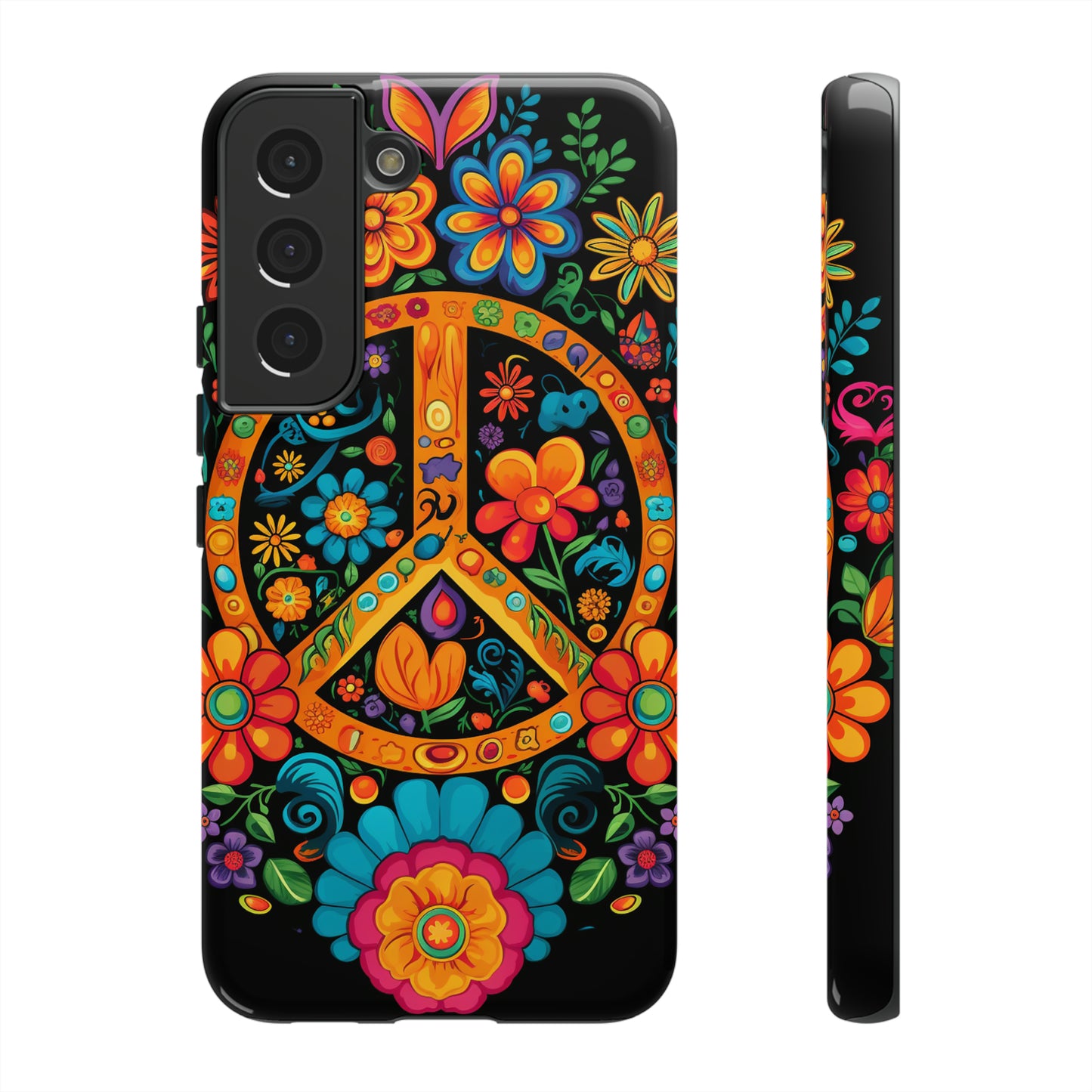 Peace Sign Embroidery Floral Hippie Style Phone Case