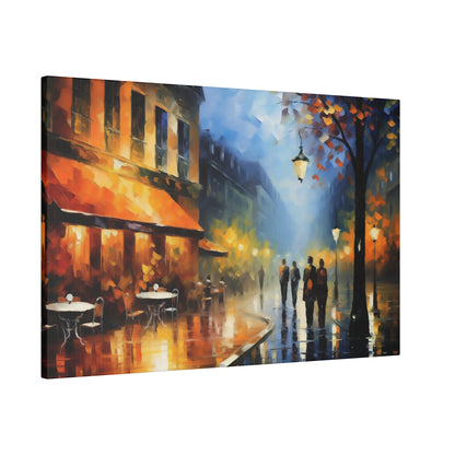 Paris Streets at Night Abstract Print | Stretched Canvas Print