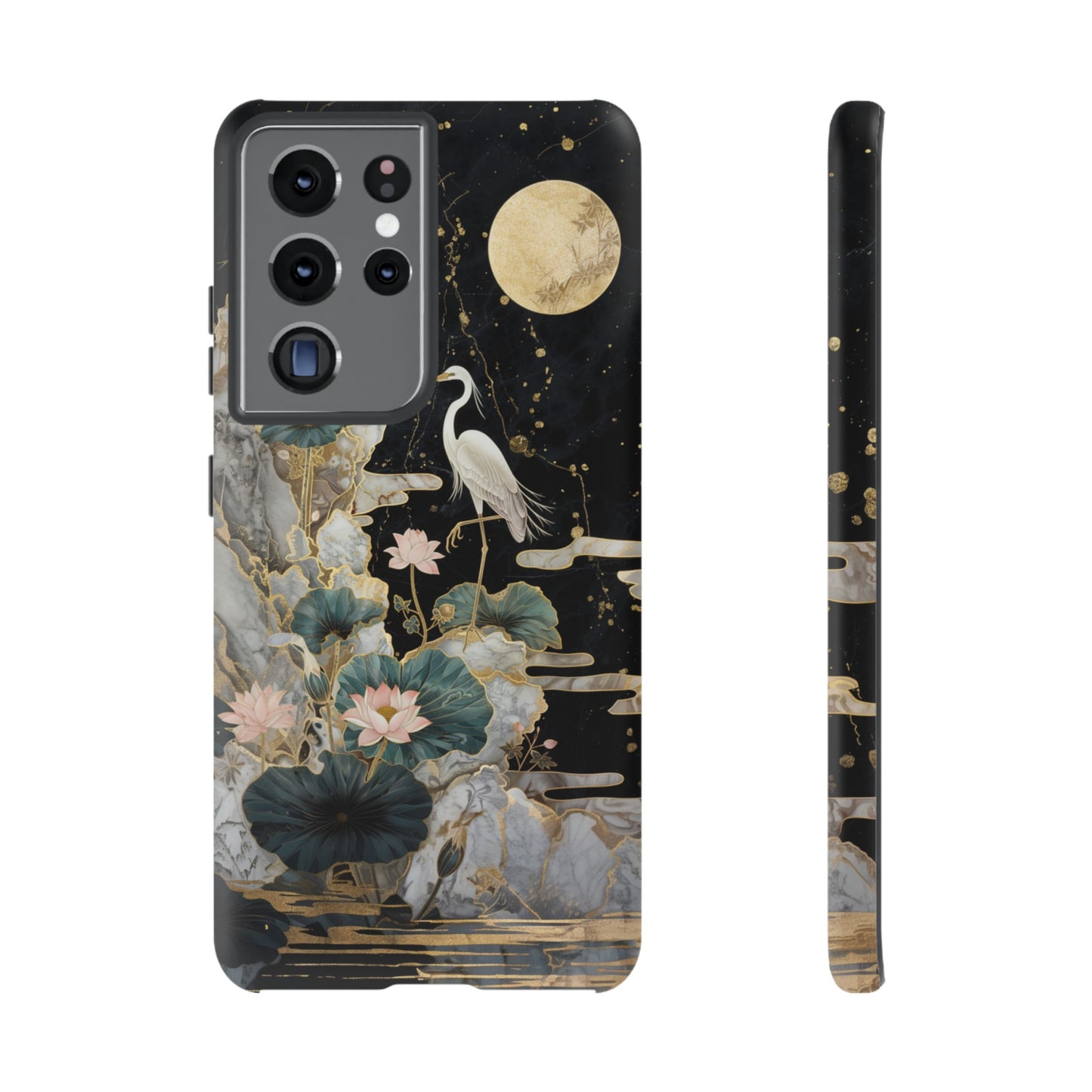 Heron and Moon Floral Zen Art Phone Case