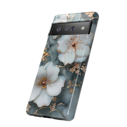 White Flower on Marble Stone  Phone Case