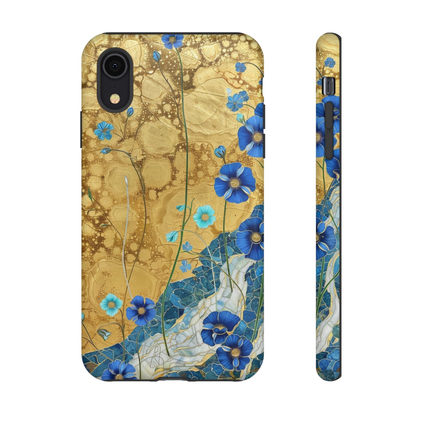 Forget Me Nots Gold Color Splash Floral Design Phone Case