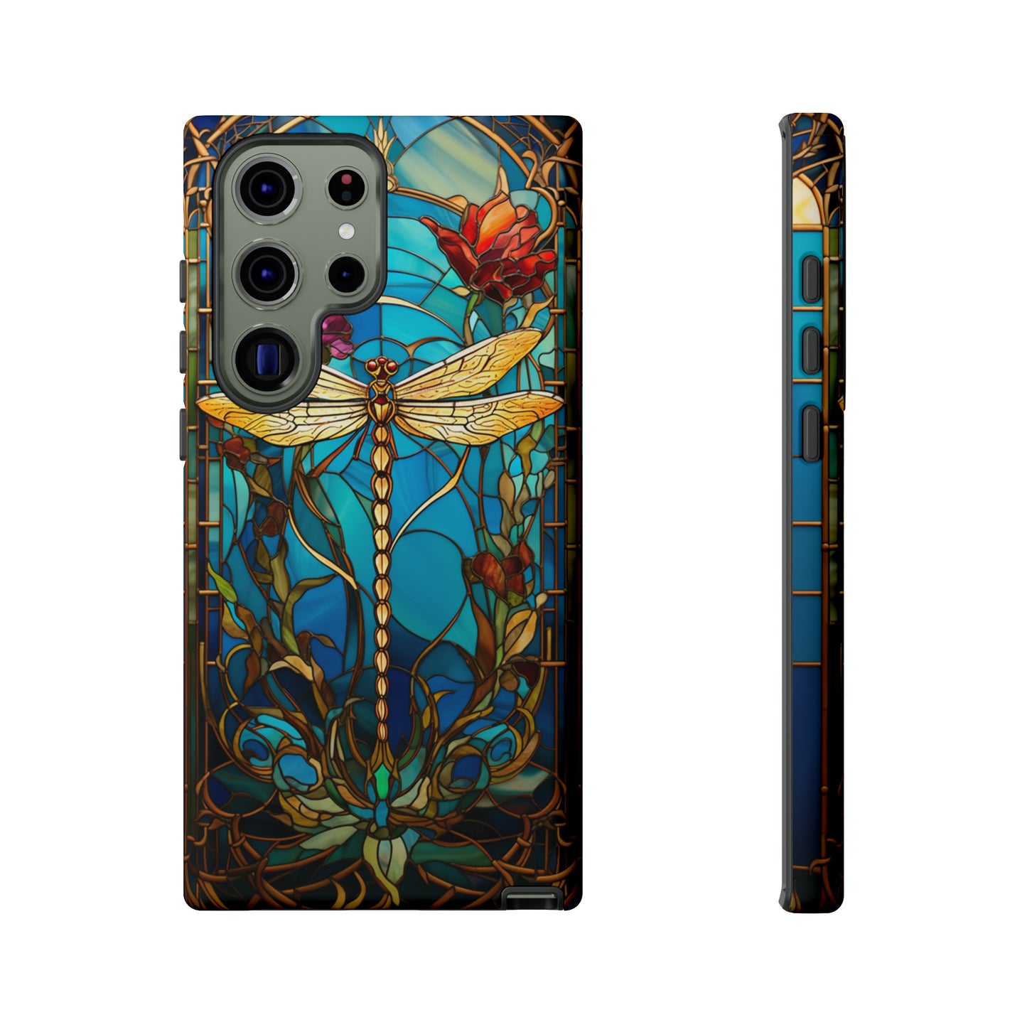 Vintage Art Nouveau Stained Glass Dragonfly Phone Case