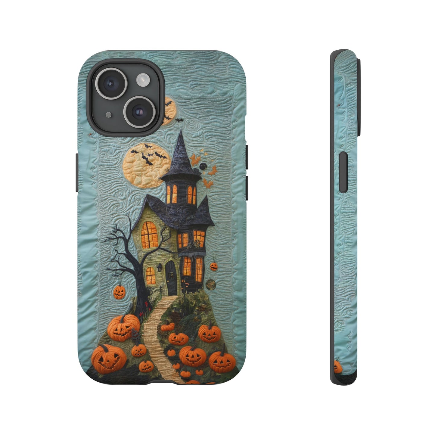 Halloween Haunted House Vintage Embroidery Style Phone Cover