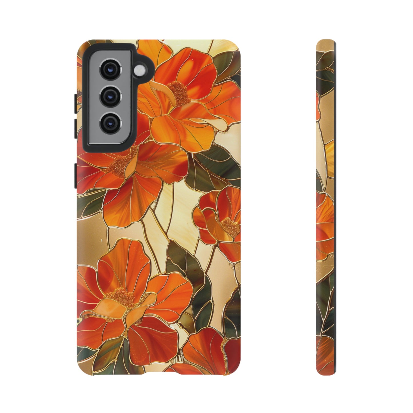 Orange Floral Phone Case Stained Glass Flower Aesthetic