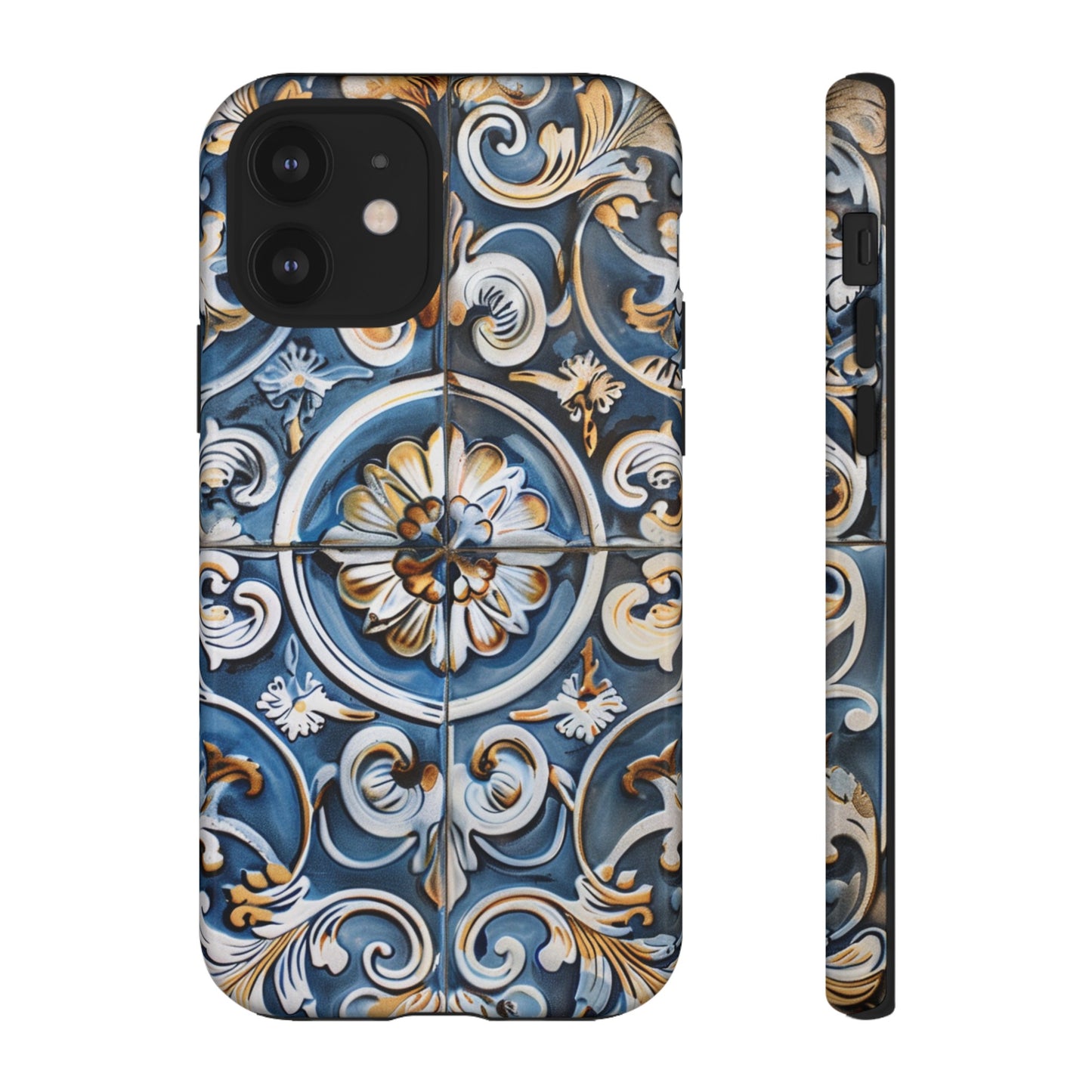 Azulejo Porcelain Blue & Creamy White Tile Mediterranean Design Phone Case