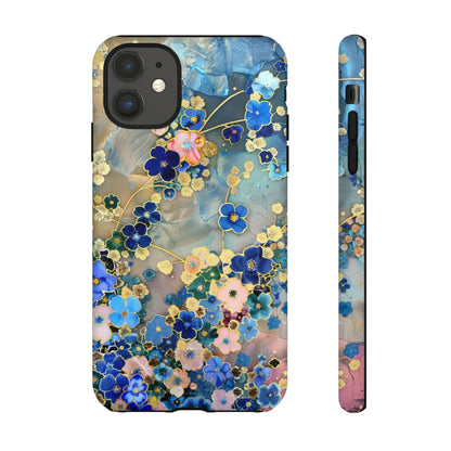 Forget Me Nots Gold Color Splash Floral Design Phone Case