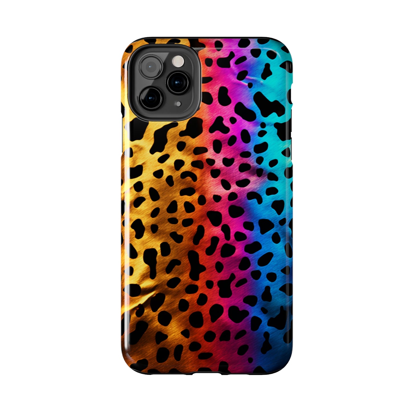 Kaleidoscopic Wild: Psychedelic Rainbow Leopard Print | Dazzling iPhone Case