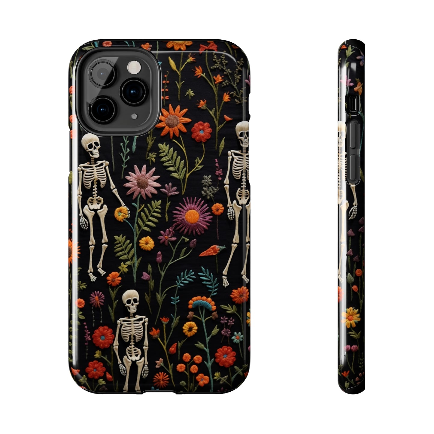 Skeletons in the garden Halloween Embroidery Phone Case