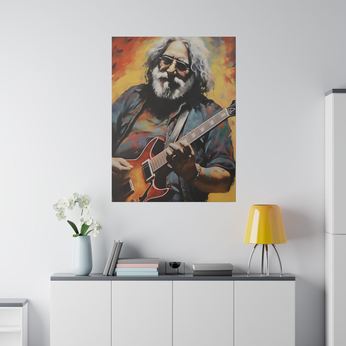 Jerry Garcia Playing Guitar  | Stretched Canvas Print