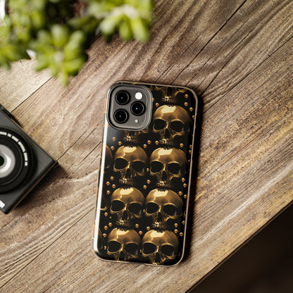 iPhone Case Golden Enigma: Where Goth Meets Glamour | Gold Skulls iPhone Tough Case