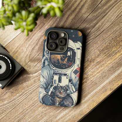 The Astronaut and the Cosmic Cat Phone Case