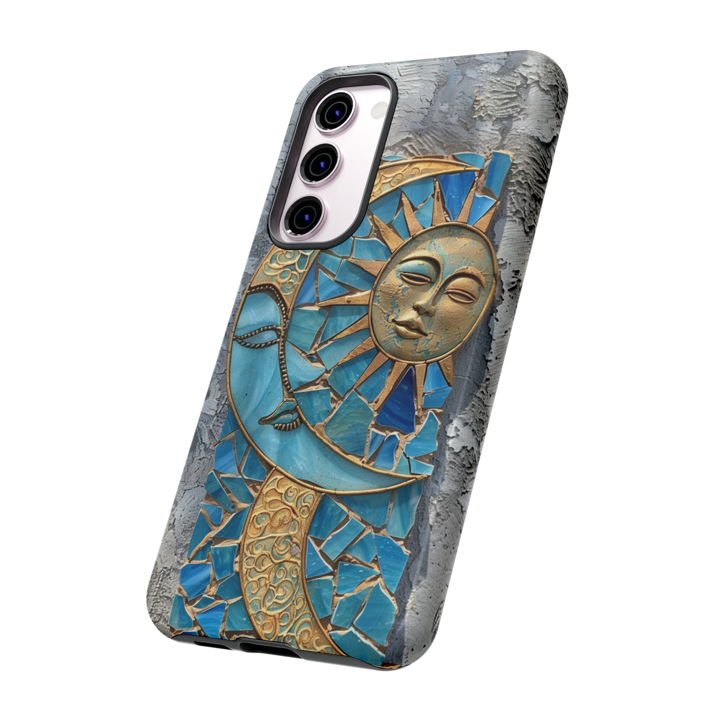 Boho Sun and Moon Mosaic Tile Stained Glass Phone Case