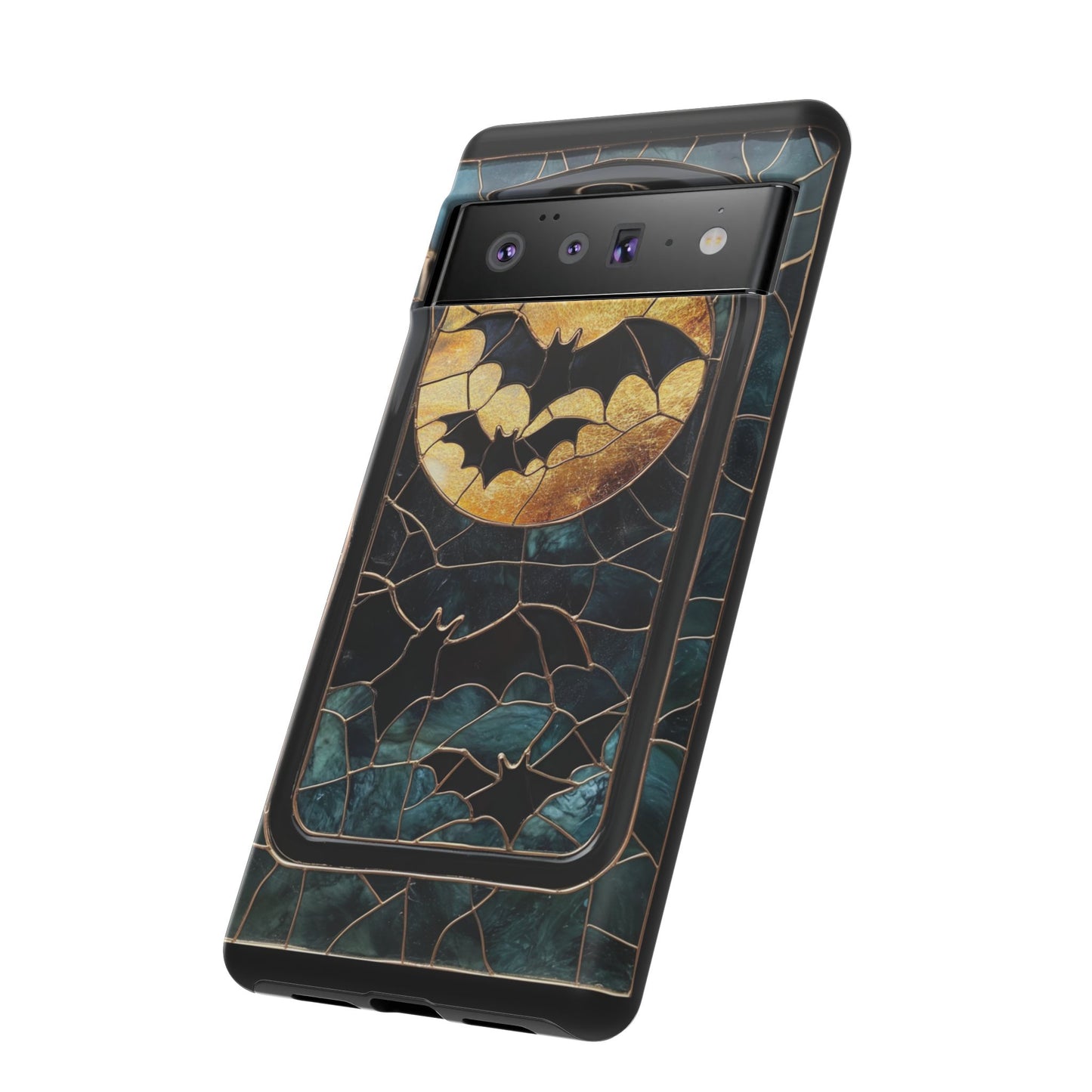 Halloween Phone Case Bats Stained Glass Style Spooky Moon Phone Cover