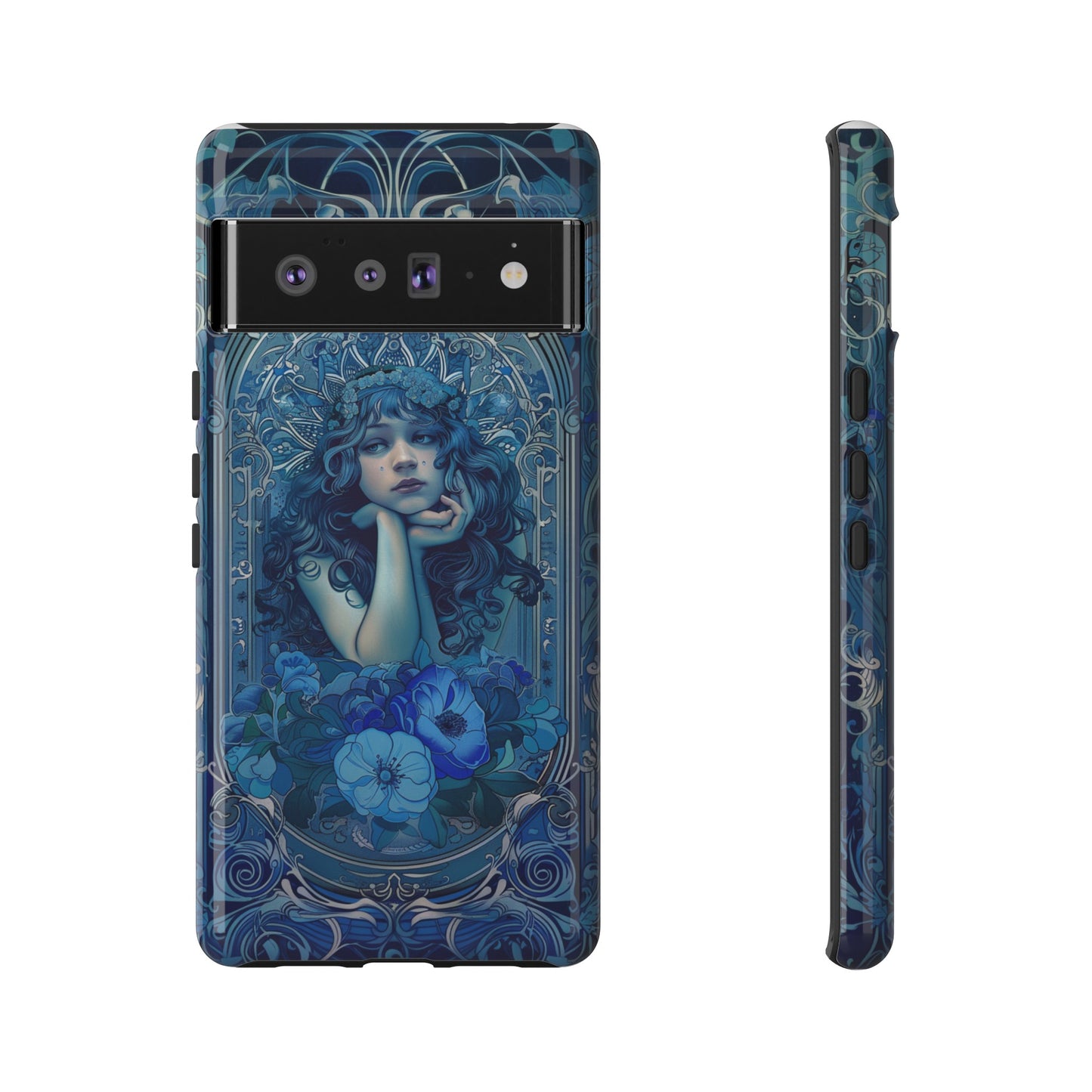 Blue Floral Art Nouveau Style Phone Case