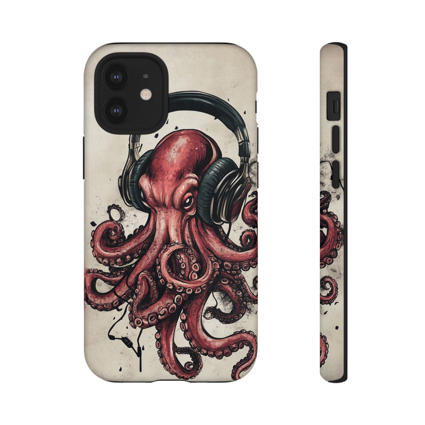 Retro Style Japanese Octopus Listening to Headphones Phone Cover