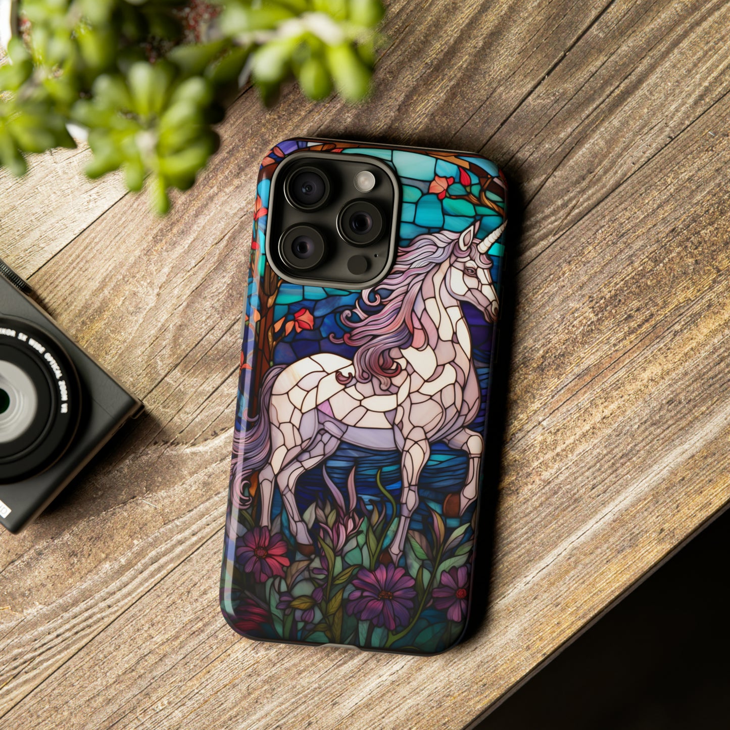 Unicorn Stained Glass iPhone, iPhone Case Retro Samsung Galaxy Phone Tough Case iPhone 15 14 Plus 13 12 7 8 Se Hippie Boho Style