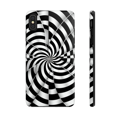 Trippy Black and White Optical Illusion Tough iPhone Case | Psychedelic Phone Cover