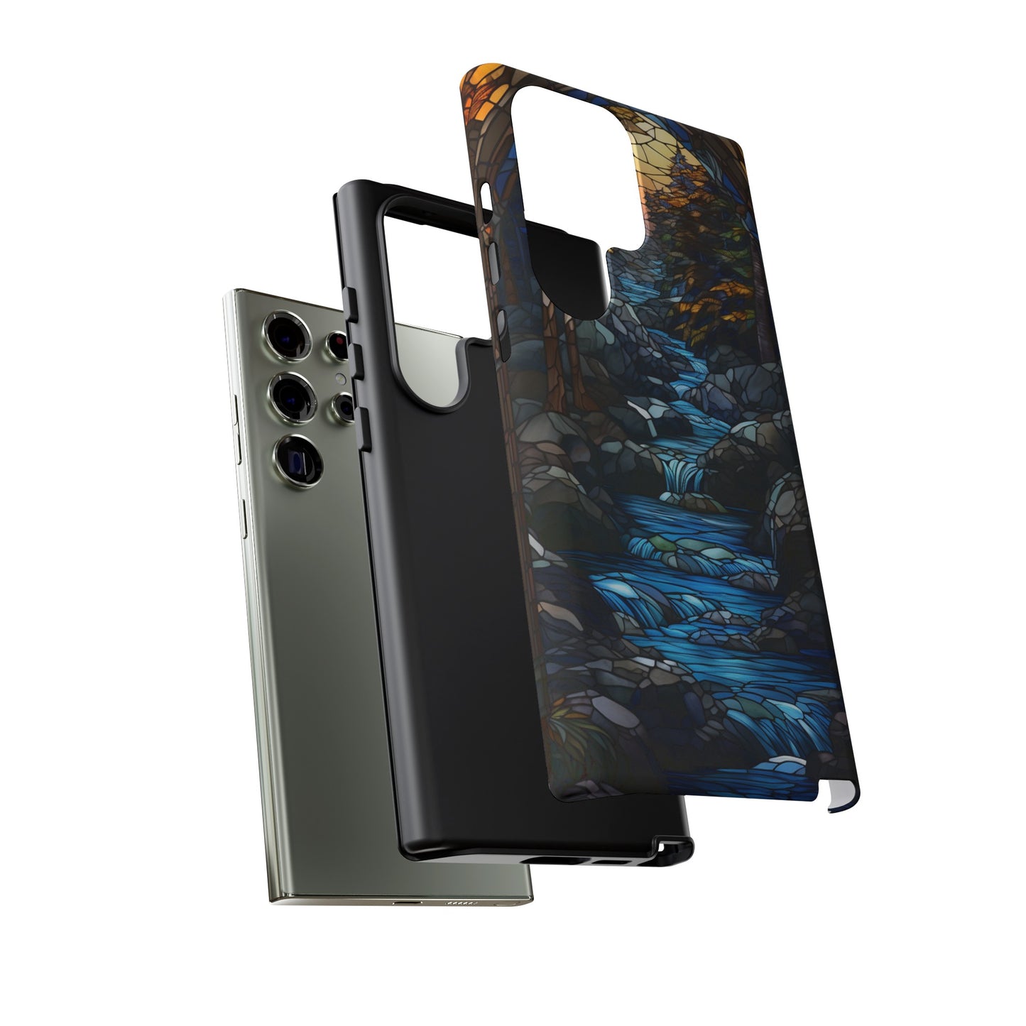 Stained Glass Stone Bridge and River Art Phone Case