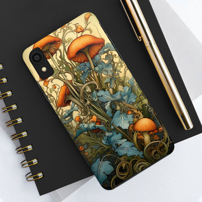 Vintage Mushroom iPhone Case Floral Aesthetic Art Nouveau Retro Phone Tough Case iPhone 14 Plus 13 12 7 8 SE Hippie Boho Style