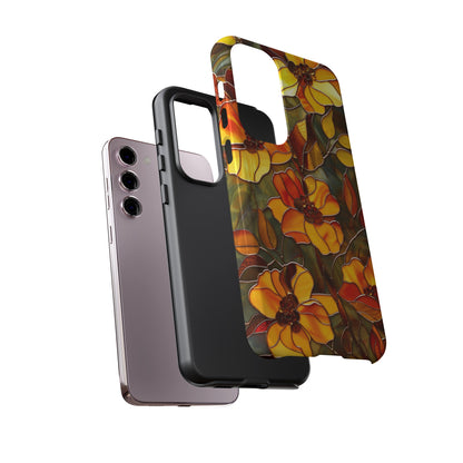 Orange Floral Phone Case Stained Glass Style